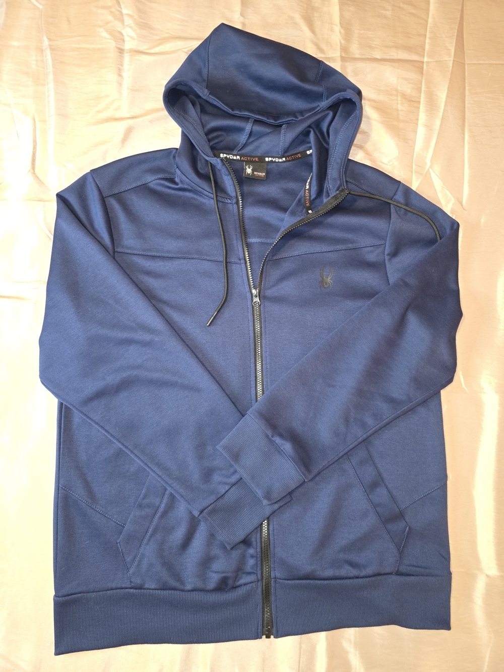 Spyder Active Navy Blue Full-Zip Performance Hoodie